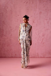 PRINTED DORI SLEEVES JACKET SET DRAPE SKIRT